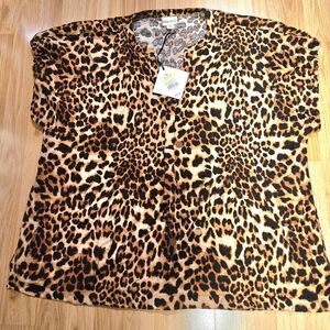 Vivint Leopard Pattern Blouse - Black and Brown